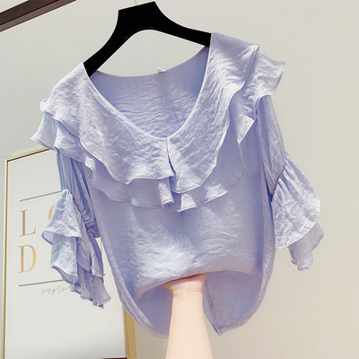 Bluză de damă modernă cu decolteu în V în mai multe culori