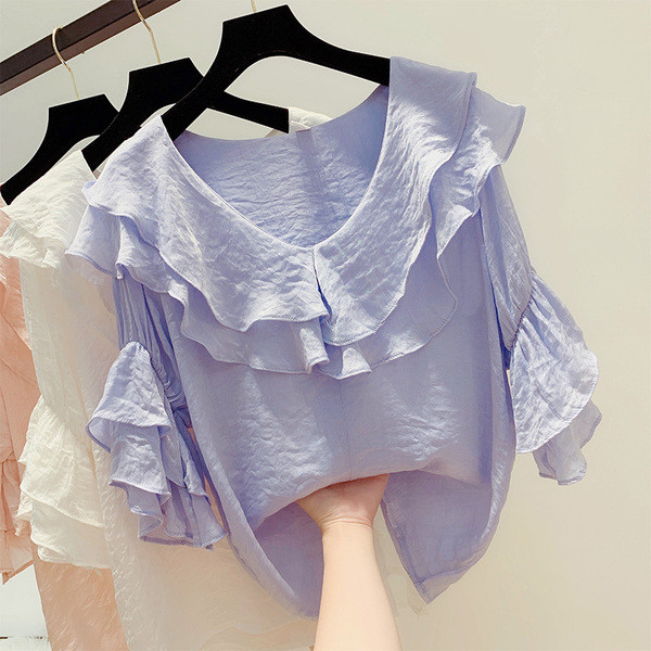 Bluză de damă modernă cu decolteu în V în mai multe culori