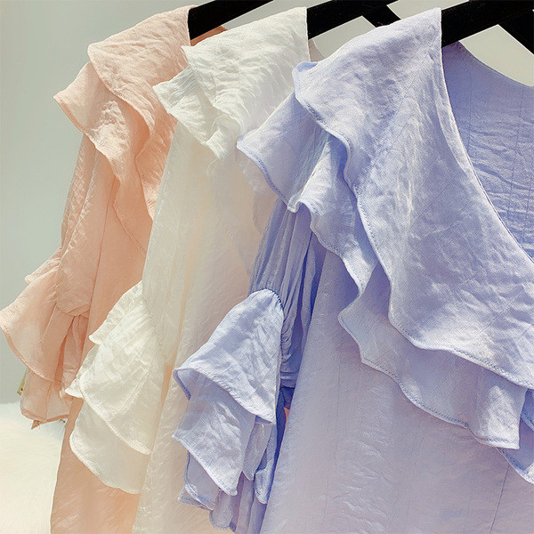 Bluză de damă modernă cu decolteu în V în mai multe culori