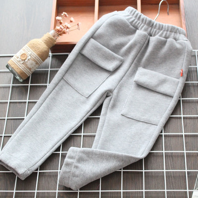 Model nou de pantaloni copii pentru fete cu buzunare roz si gri