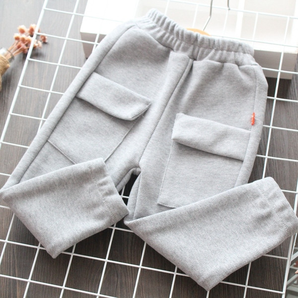 Model nou de pantaloni copii pentru fete cu buzunare roz si gri