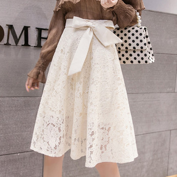 Fusta de dama din dantela cu talie inalta in alb si negru