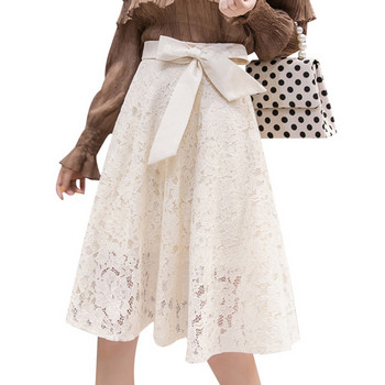 Fusta de dama din dantela cu talie inalta in alb si negru