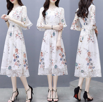 Rochie de dama actuala - model croiat cu model floral