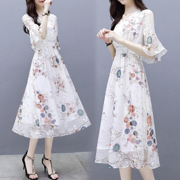 Rochie de dama actuala - model croiat cu model floral