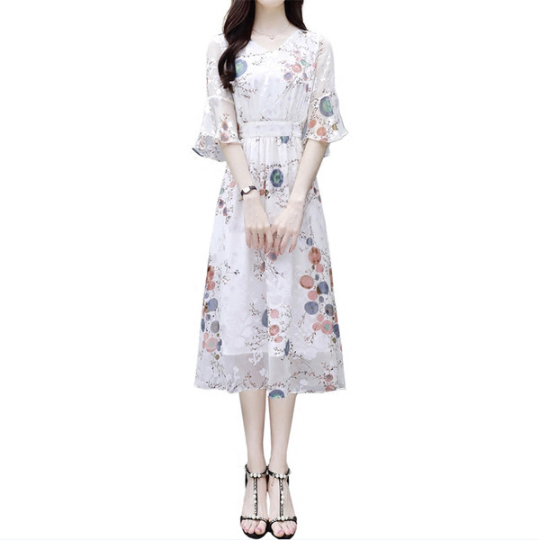 Rochie de dama actuala - model croiat cu model floral