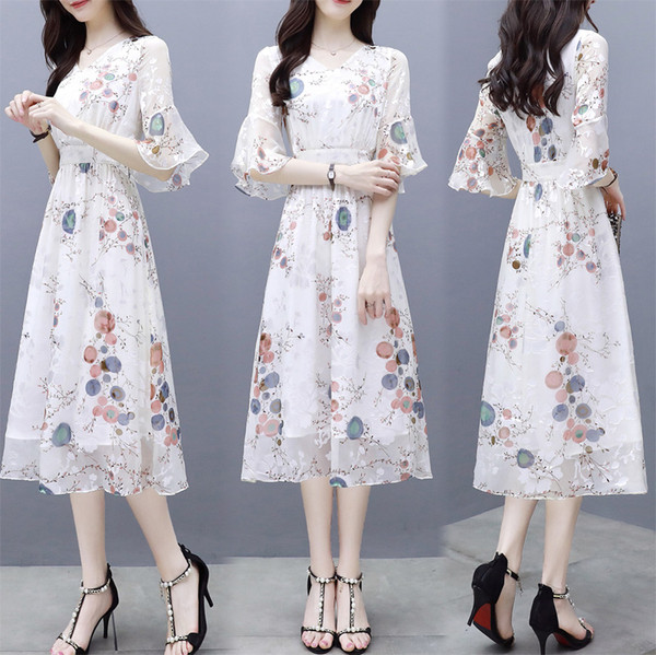 Rochie de dama actuala - model croiat cu model floral