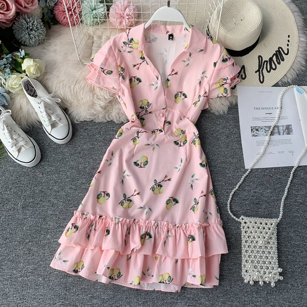 Rochie moderna de dama in roz cu maneci scurte