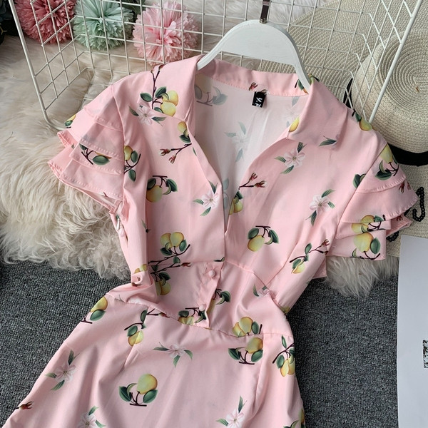 Rochie moderna de dama in roz cu maneci scurte