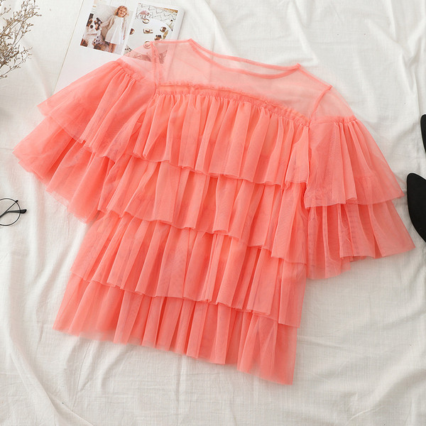 Bluză de damă modernă cu mâneci scurte în patru culori