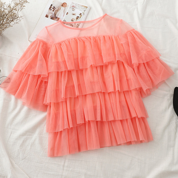 Bluză de damă modernă cu mâneci scurte în patru culori