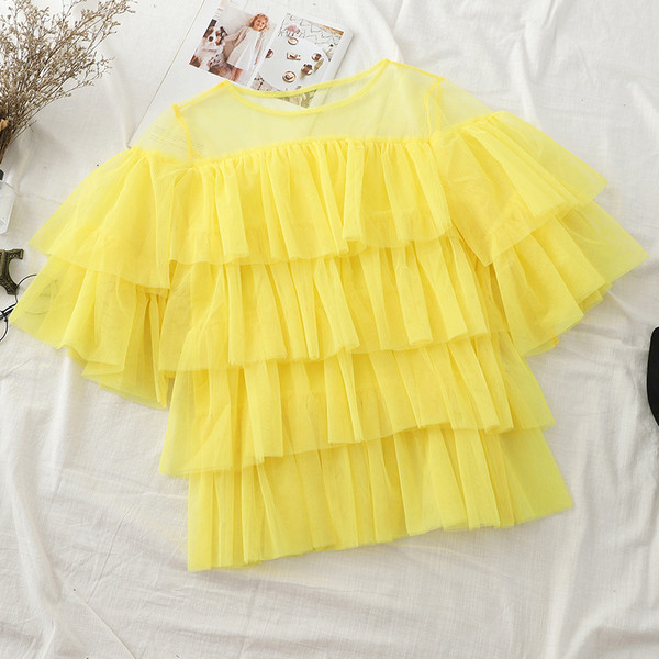 Bluză de damă modernă cu mâneci scurte în patru culori