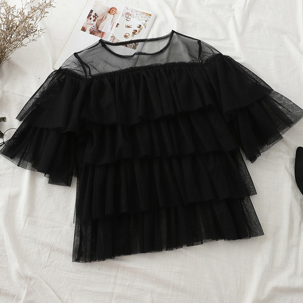 Bluză de damă modernă cu mâneci scurte în patru culori