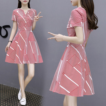 Rochie casual dama - model croiat cu maneca scurta