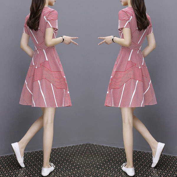 Rochie casual dama - model croiat cu maneca scurta