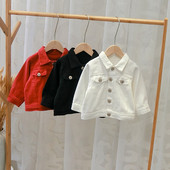 Geaca pentru copii model nou cu nasturi in alb, negru si rosu