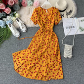 Rochie moderna de dama cu maneci scurte si cravata