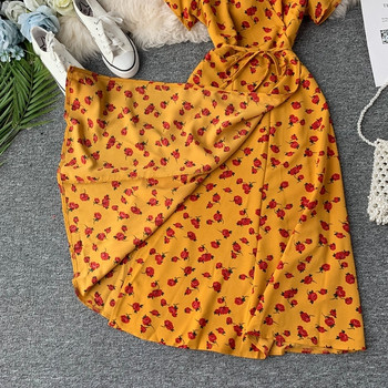 Rochie moderna de dama cu maneci scurte si cravata