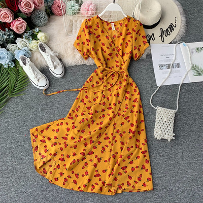 Rochie moderna de dama cu maneci scurte si cravata