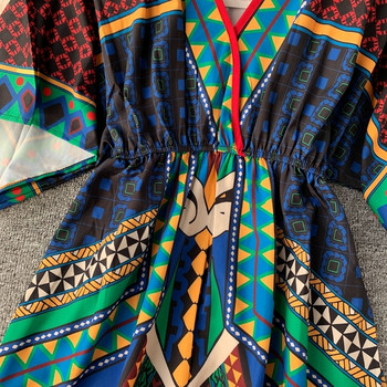 Rochie modernă de damă colorată cu decolteu în V