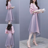 Aktuális női hosszú ruha - kivágott modell O-nyakkal