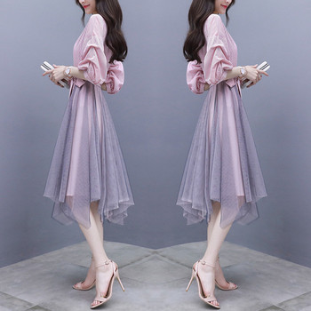 Aktuális női hosszú ruha - kivágott modell O-nyakkal