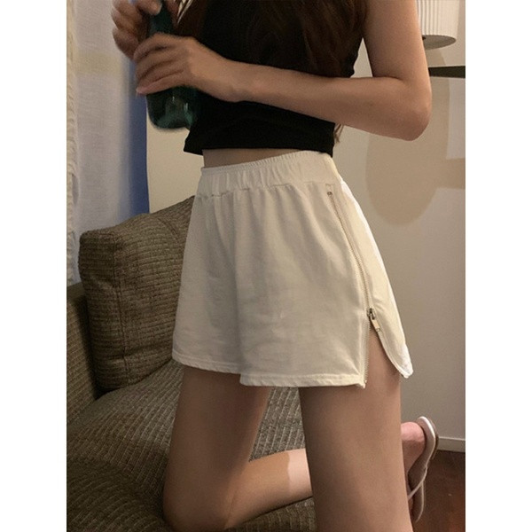 Pantaloni scurți casual de damă cu fermoar în trei culori