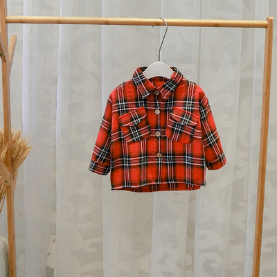 Cămașă pentru copii în carouri pentru băieți în maro, negru și roșu