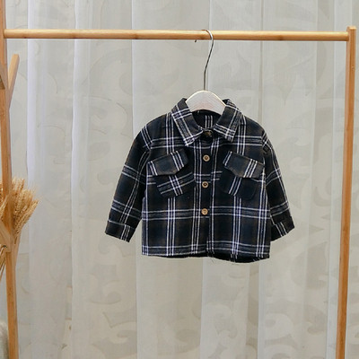 Cămașă pentru copii în carouri pentru băieți în maro, negru și roșu