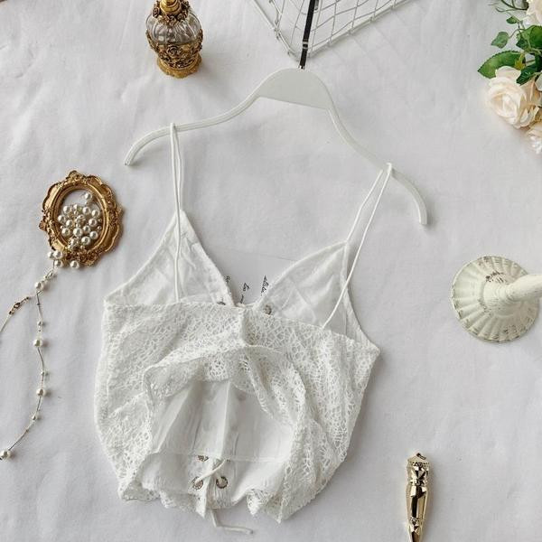 Maieu elegant de damă, cu bretele subțiri și legături în două culori