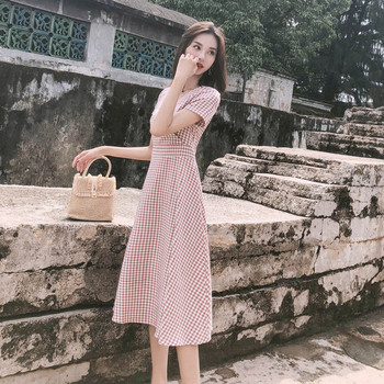 Rochie casual dama in carouri - model decupat