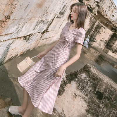 Rochie casual dama in carouri - model decupat