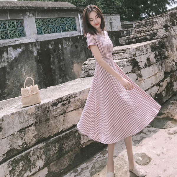 Rochie casual dama in carouri - model decupat