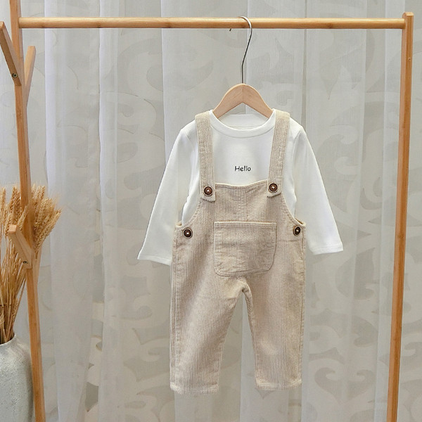 Model nou de salopeta copii pentru baieti cu bretele in doua culori