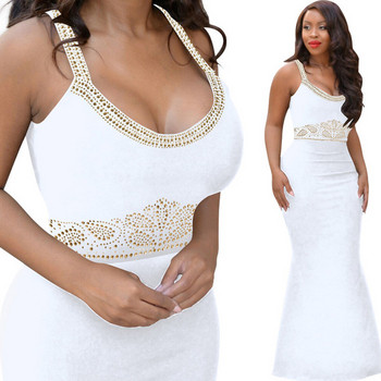 Стилна  дамска рокля с О-образно деколте в черен и бял цвят