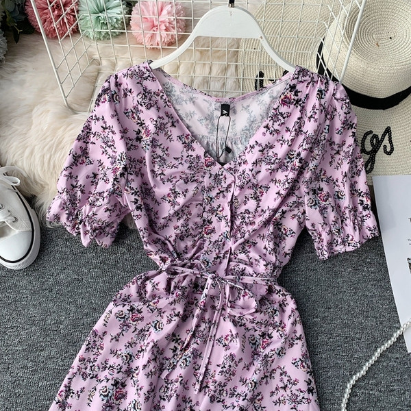 Rochie de dama de culoare roz si maneca scurta