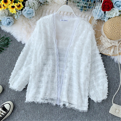 Vesta moderna de dama cu maneca lunga in trei culori