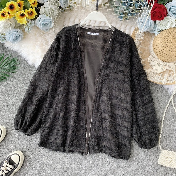 Vesta moderna de dama cu maneca lunga in trei culori