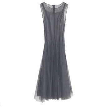 Актуална дамска дълга рокля в син цвят - разкроен модел