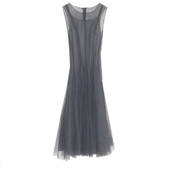 Актуална дамска дълга рокля в син цвят - разкроен модел