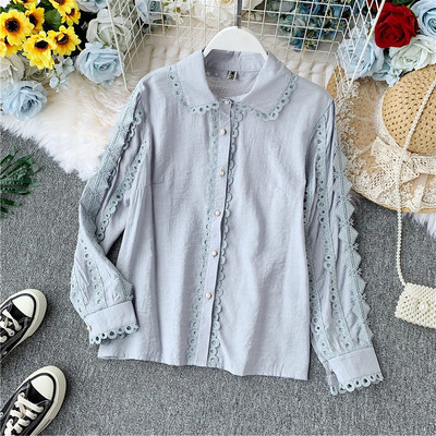 Cămașă modernă de damă cu mâneci lungi și nasturi în diferite culori