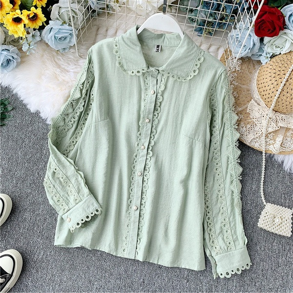 Cămașă modernă de damă cu mâneci lungi și nasturi în diferite culori