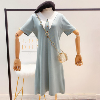 Rochie moderna de dama cu nasturi in doua culori