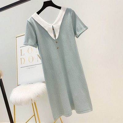 Rochie moderna de dama cu nasturi in doua culori