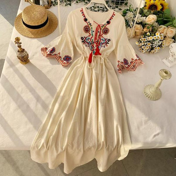 Rochie moderna de dama cu broderie in mai multe culori