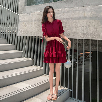 Rochie de dama moderna - model croiat in negru si rosu