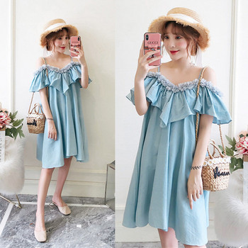 Rochie moderna de dama cu marimi pana la 5XL in culoarea albastra