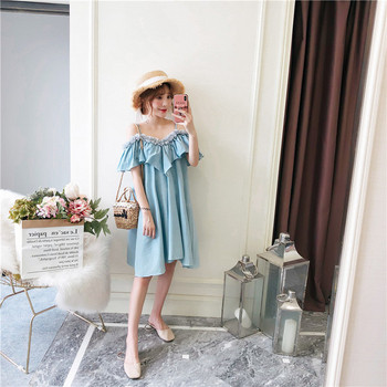 Rochie moderna de dama cu marimi pana la 5XL in culoarea albastra