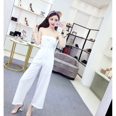 Salopetă elegantă de damă fără bretele în alb-negru