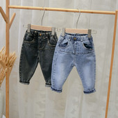 Blugi moderni pentru copii cu buzunare in negru si albastru pentru baieti